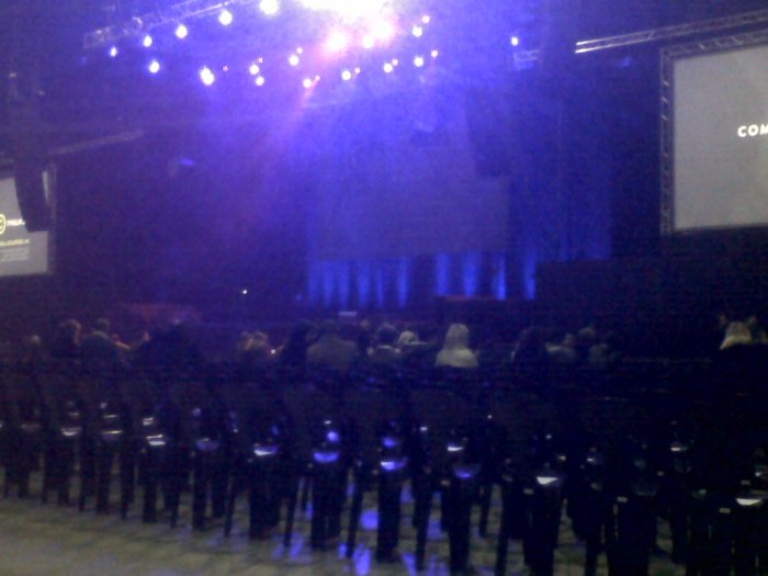 A view of the stage as the Coca-Cola dome anticipates Michael McIntyre's performance on 20 April.